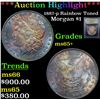 Image 1 : ***Auction Highlight*** 1887-p Rainbow Toned Morgan Dollar $1 Graded GEM+ Unc BY USCG (fc)