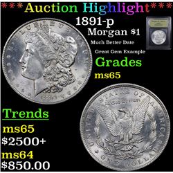 ***Auction Highlight*** 1891-p Morgan Dollar $1 Graded GEM Unc BY USCG (fc)
