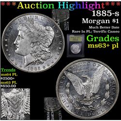 ***Auction Highlight*** 1885-s Morgan Dollar $1 Graded Select Unc+ PL BY USCG (fc)