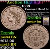 Image 1 : ***Auction Highlight*** 1838 Coronet Head Large Cent 1c Graded Select+ Unc BN BY USCG (fc)