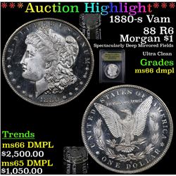 ***Auction Highlight*** 1880-s Vam 88 R6 Morgan Dollar $1 Graded GEM+ UNC DMPL BY USCG (fc)