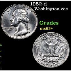 1952-d Washington Quarter 25c Grades Select+ Unc