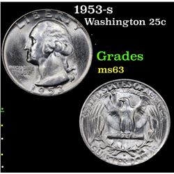 1953-s Washington Quarter 25c Grades Select Unc