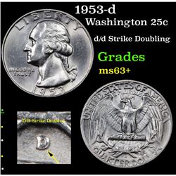 1953-d Washington Quarter 25c Grades Select+ Unc