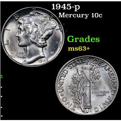 1945-p Mercury Dime 10c Grades Select+ Unc