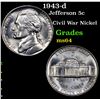 Image 1 : 1943-d Jefferson Nickel 5c Grades Choice Unc
