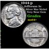 Image 1 : 1944-p Jefferson Nickel 5c Grades Choice+ Unc