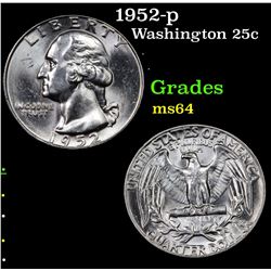 1952-p Washington Quarter 25c Grades Choice Unc