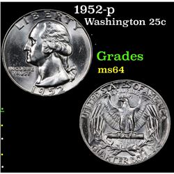 1952-p Washington Quarter 25c Grades Choice Unc