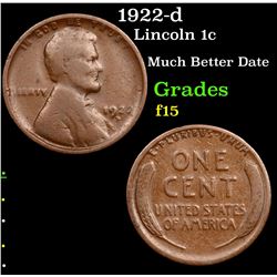 1922-d Lincoln Cent 1c Grades f+