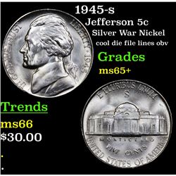 1945-s Jefferson Nickel 5c Grades GEM+ Unc