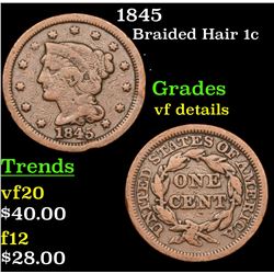 1845 Braided Hair Large Cent 1c Grades vf details