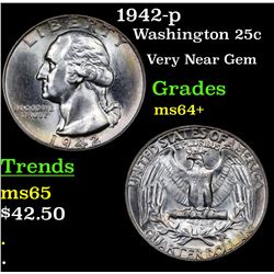 1942-p Washington Quarter 25c Grades Choice+ Unc