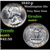 Image 1 : 1942-p Washington Quarter 25c Grades Choice+ Unc