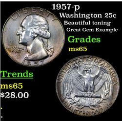 1957-p Washington Quarter 25c Grades GEM Unc