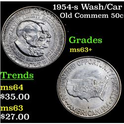 1954-s Wash/Car Old Commem Half Dollar 50c Grades Select+ Unc