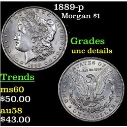 1889-p Morgan Dollar $1 Grades Unc Details