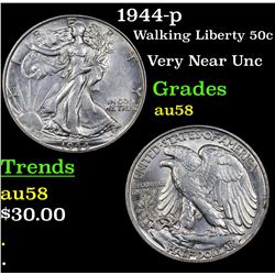 1944-p Walking Liberty Half Dollar 50c Grades Choice AU/BU Slider