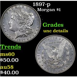 1897-p Morgan Dollar $1 Grades Unc Details