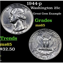 1944-p Washington Quarter 25c Grades GEM Unc