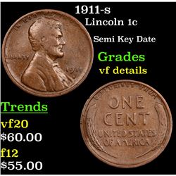 1911-s Lincoln Cent 1c Grades vf details