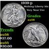 Image 1 : 1939-p Walking Liberty Half Dollar 50c Grades Choice AU/BU Slider