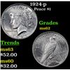 Image 1 : 1924-p Peace Dollar $1 Grades Select Unc