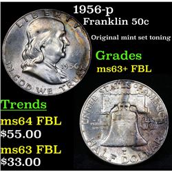 1956-p Franklin Half Dollar 50c Grades Select Unc+ FBL