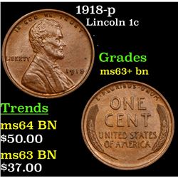 1918-p Lincoln Cent 1c Grades Select+ Unc BN