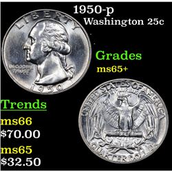 1950-p Washington Quarter 25c Grades GEM+ Unc