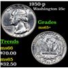 Image 1 : 1950-p Washington Quarter 25c Grades GEM+ Unc