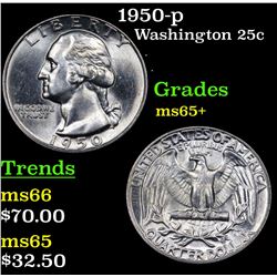 1950-p Washington Quarter 25c Grades GEM+ Unc
