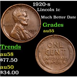 1920-s Lincoln Cent 1c Grades Choice AU