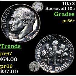 1952 Roosevelt Dime 10c Grades GEM++ Proof