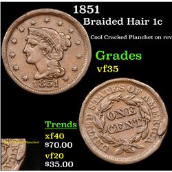 1851 Braided Hair Large Cent 1c Grades vf++