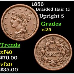 1856 Braided Hair Large Cent 1c Grades vf++