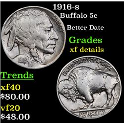 1916-s Buffalo Nickel 5c Grades xf details