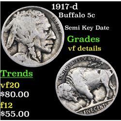 1917-d Buffalo Nickel 5c Grades vf details