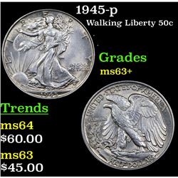 1945-p Walking Liberty Half Dollar 50c Grades Select+ Unc