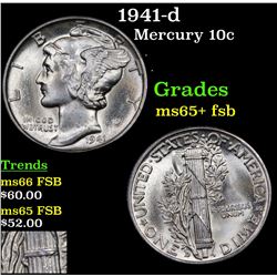 1941-d Mercury Dime 10c Grades GEM+ FSB