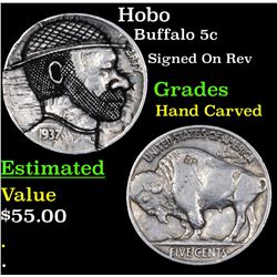 Hobo Buffalo Nickel 5c Grades Hand Carved