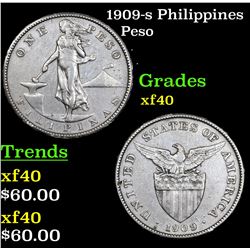 1909-s Philippines Peso Grades xf