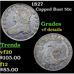 1827 Capped Bust Half Dollar 50c Grades vf details