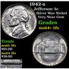 Image 1 : 1942-s Jefferson Nickel 5c Grades Choice Unc+ 5fs