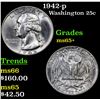 Image 1 : 1942-p Washington Quarter 25c Grades GEM+ Unc