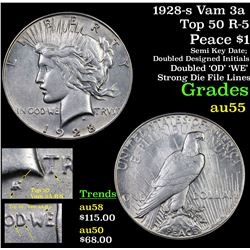 1928-s Vam 3a Top 50 R-5 Peace Dollar $1 Grades Choice AU
