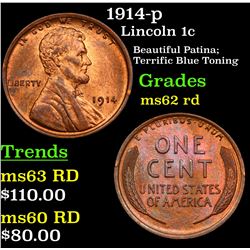 1914-p Lincoln Cent 1c Grades Select Unc RD