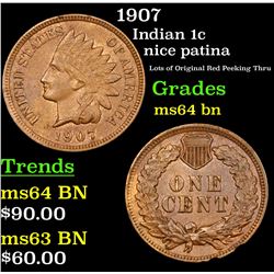 1907 Indian Cent 1c Grades Choice Unc BN
