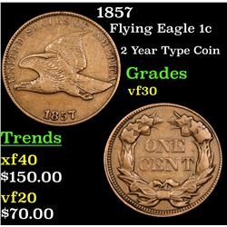 1857 Flying Eagle Cent 1c Grades vf++