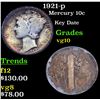 Image 1 : 1921-p Mercury Dime 10c Grades vg+
